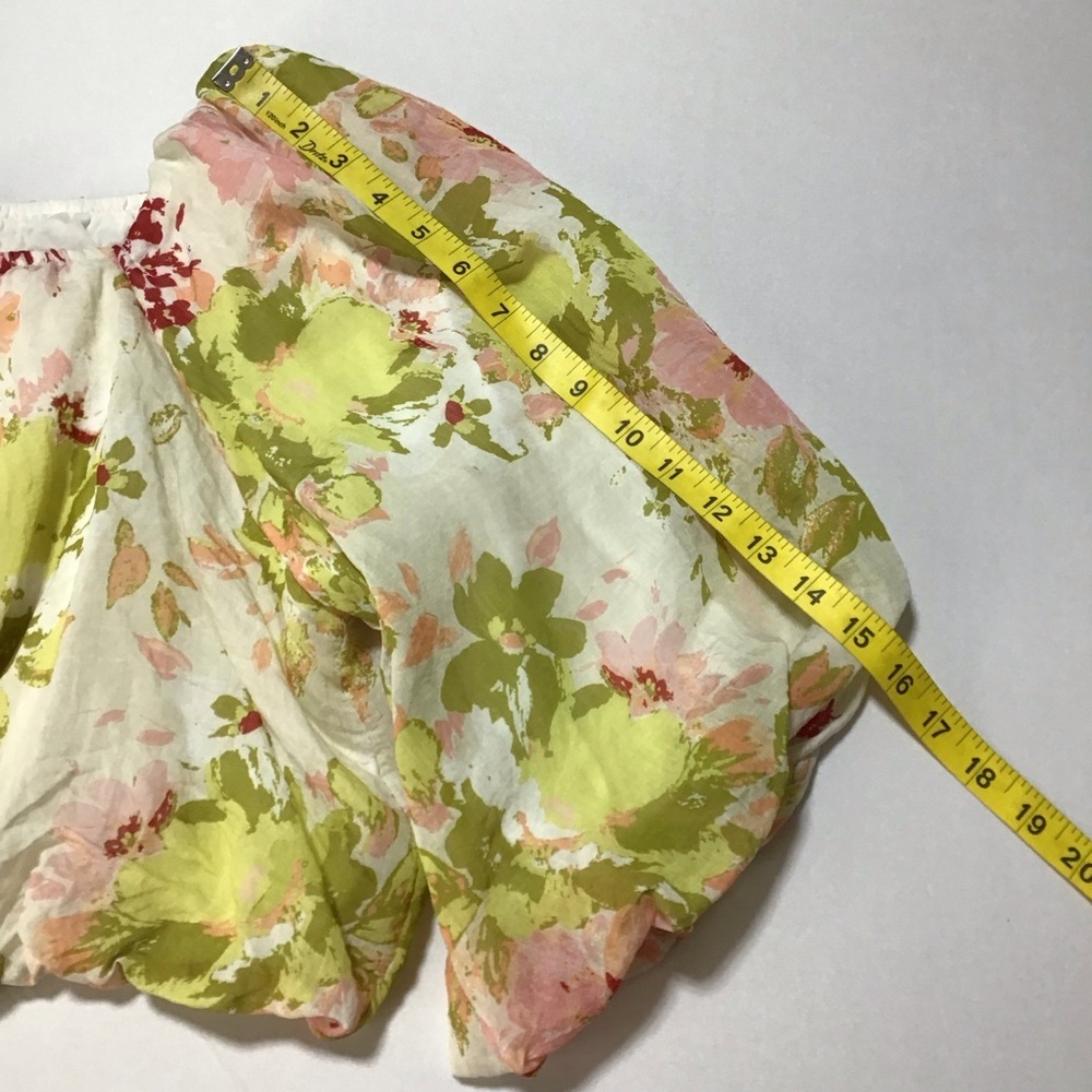 Calypso St. Barth Floral Blouse in Pink and Green Puff Sleeves - Picture 8 of 8